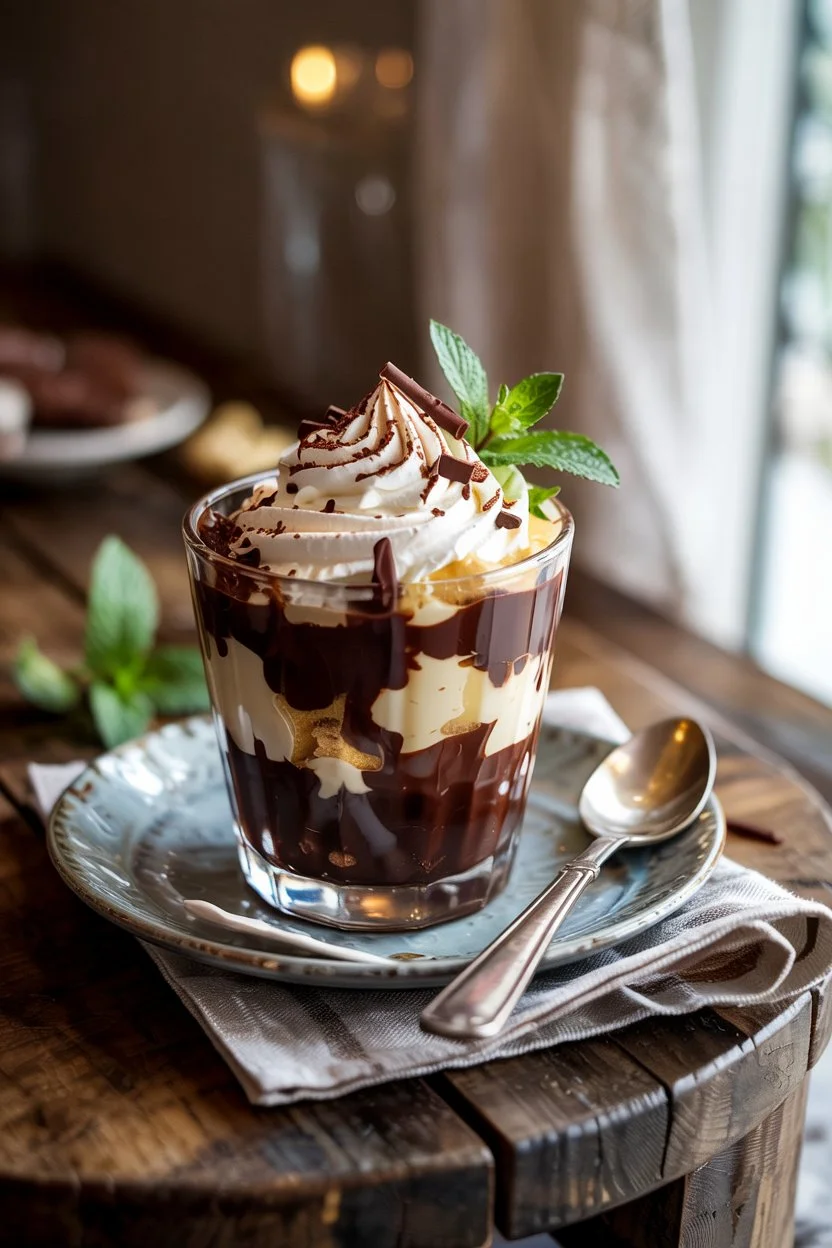layered chocolate vanilla pudding dessert