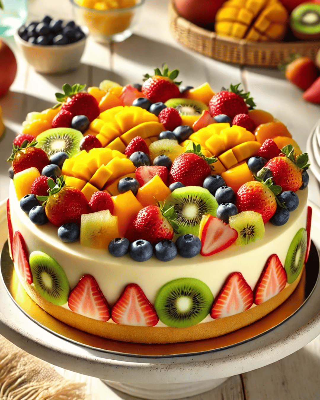 No-Bake Colorful Fruit Cake: 3 Ways to Customize Your Treat