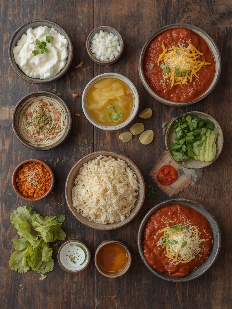 Ingredientes para Enchiladas suizas cremosas