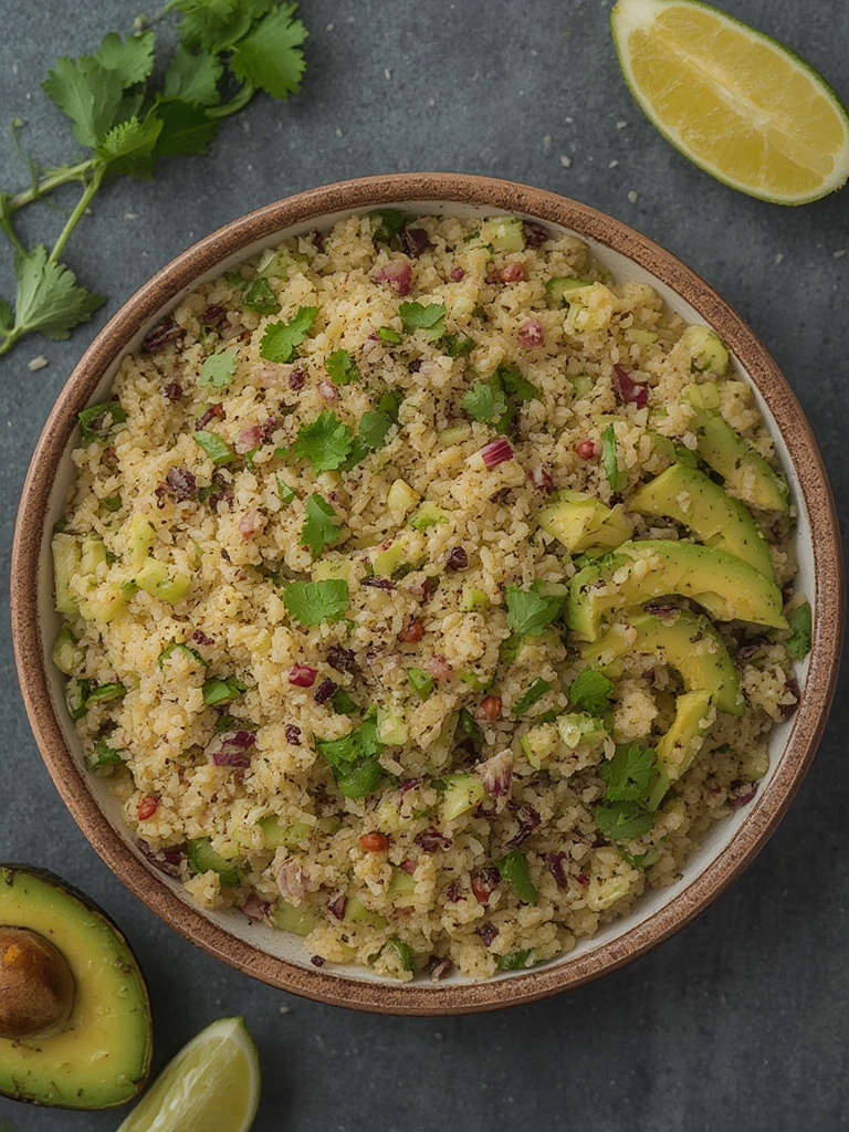 Ingredientes para la ensalada de quinoa con aguacate
