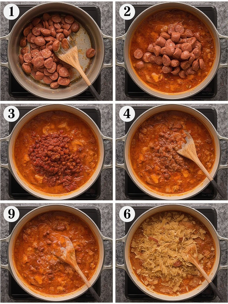 Proceso de preparación de lentejas con chorizo tradicionales